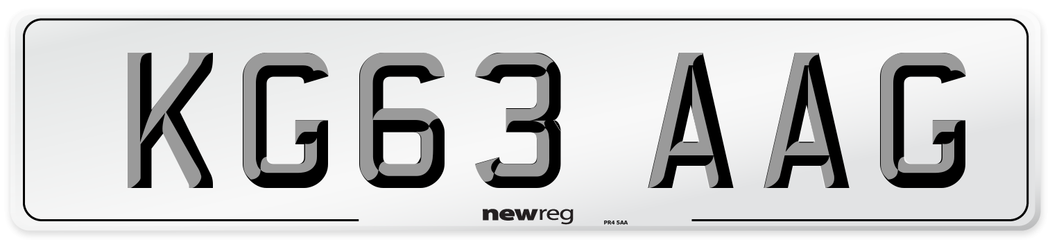 KG63 AAG Number Plate from New Reg